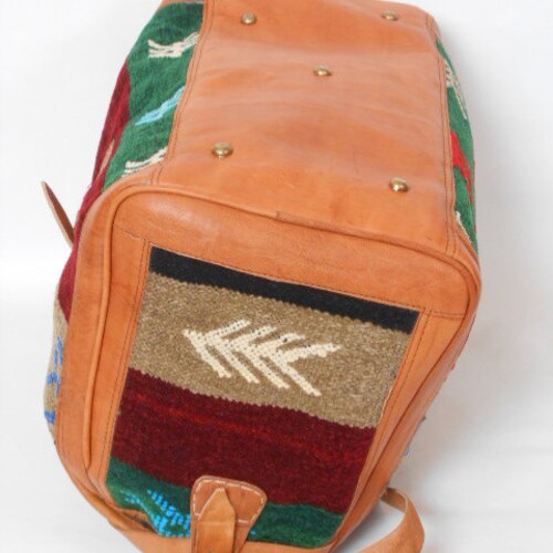 Luggage, order Moroccan travel bag in leather and kilim, handmade tote