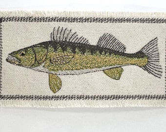 Patch bordado de walleye em lona para mochila, caixa de pesca, boné ou jaqueta.