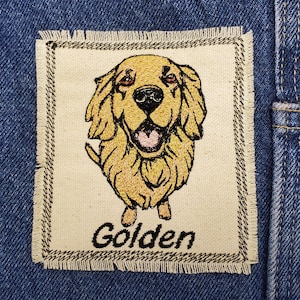Golden - Golden Retriever - Puppy Embroidered Patch Canvas Patch
