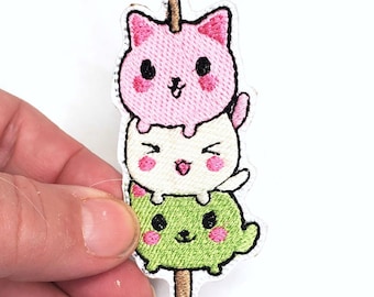 Dango 団子  Kitties Cat - Embroidered Patch - Backpack Patch - Iron On Patch - Upcycle - Kawaii cat lover patch