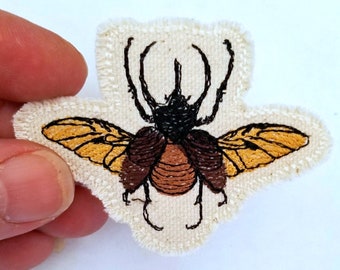 Rhino Beetle Embroidered Patch Canvas Patch - Backpack Patch - Patch Collection - Insects