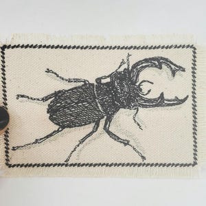 Stag Beetle creeping Embroidered Patch Canvas Patch - Backpack Patch - Patch Collection - Insects entomology patch - Patch Jacket