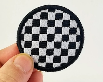 Checkboard Embroidered Patch - Backpack Patch - Iron On Patch - Upcycle