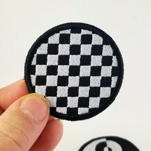 Checkboard Embroidered Patch - Backpack Patch - Iron On Patch - Upcycle