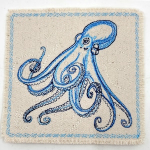 Octopus Embroidered Patch - Back Patch - Backpack Patch Embroidery - Sea life Ocean lover gift