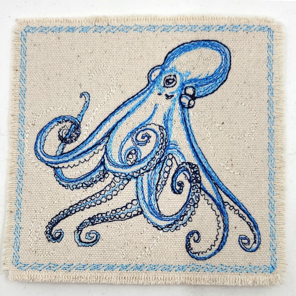 Octopus Embroidered Patch - Back Patch - Backpack Patch Embroidery - Sea life Ocean lover gift