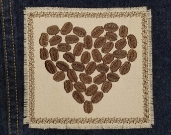 Love Coffee Heart Brodé Patch Celestial Canvas Patch