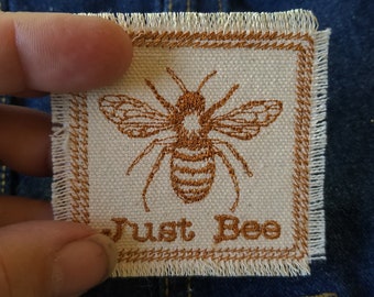 Just Bee Embroidered Patch Bee Canvas Patch - Bee Patch
