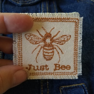 Just Bee Embroidered Patch Bee Canvas Patch - Bee Patch