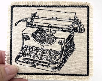 Vintage Typewriter Embroidered Patch Canvas Patch - Add to your patch jacket - gift for writer