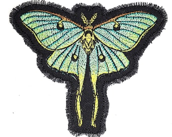 Luna Moth Moon Phase Embroidered Patch Canvas Patch - Back Pack Patch - Patch Jacket