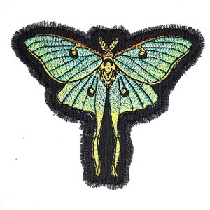 Luna Moth Moon Phase Embroidered Patch Canvas Patch - Back Pack Patch - Patch Jacket