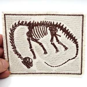 Brachiosaurus Fossilien Gestickter Canvas Patch - Rucksack Aufnäher - Patch für Jeans - Jacke - Patch für Jeans