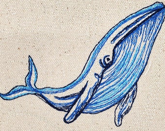 Whale Embroidered Patch - Back Patch - Backpack Patch Embroidery - Sea life Ocean lover gift