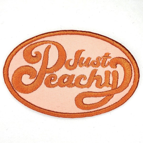 Just Peachy Iron On Patch - Bestickter Aufnäher - Rucksack Patch Stickerei - Upcycle - 70er Retro