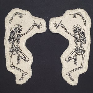 Dancing Skeleton Embroidered Patch Canvas Patch Hole in my Jeans Patch image 1