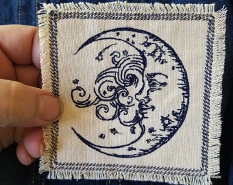 Maan geborduurde patch hemelse canvas patch