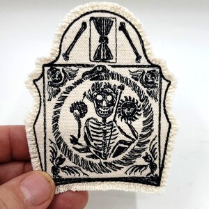 Skull Sun and Moon Grave - Cemetery - Tombstone Embroidered Patch Canvas Patch Jacket - Hole in your jeans?