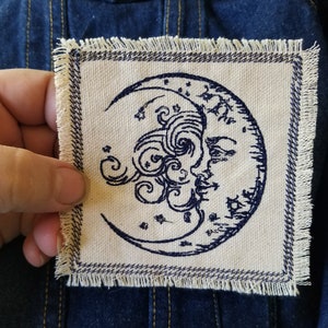 Moon Embroidered Patch Celestial Canvas Patch