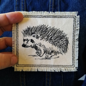 Hedgehog Embroidered Patch Canvas Patch