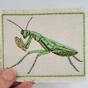 Geborduurde patch bidsprinkhaan - patch insecten