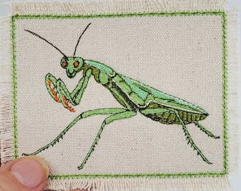 Geborduurde patch bidsprinkhaan - patch insecten