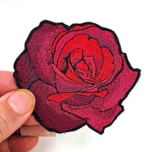 Rose Embroidered Patch - Back Patch - Backpack Patch Embroidery - Iron on Patch - Flower patch - Love