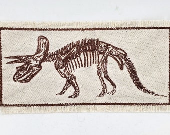 Triceratops Fossil Embroidered Canvas Patch - Back Pack Patch - Patch Jacket - Patch for Jeans - Dinosaur