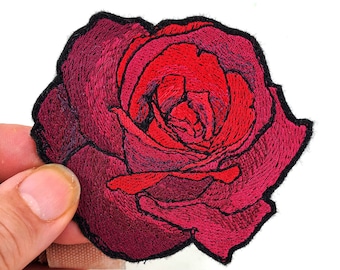 Rose Embroidered Patch - Back Patch - Backpack Patch Embroidery - Iron on Patch - Flower patch - Love