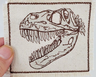 Tyrannosaurus Rex Fossil Embroidered Canvas Patch - Back Pack Patch - Patch Jacket - Patch for Jeans - Dinosaur T-Rex