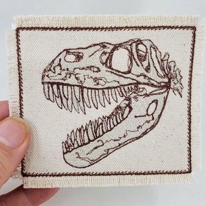 Tyrannosaurus Rex Fossil Embroidered Canvas Patch - Back Pack Patch - Patch Jacket - Patch for Jeans - Dinosaur T-Rex