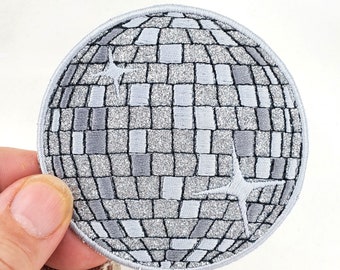 Disco Ball Embroidered Patch - Backpack Patch - messenger bag patch - Embroidery - glitter Disco ball patch - Made in the US