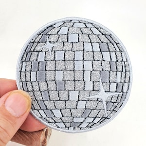 Disco Ball Embroidered Patch - Backpack Patch - messenger bag patch - Embroidery - glitter Disco ball patch - Made in the US