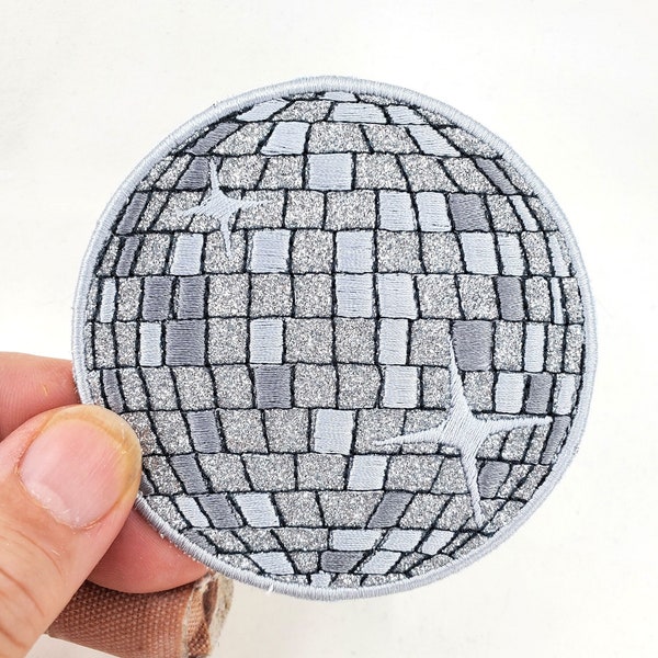 Disco Ball Embroidered Patch - Backpack Patch - messenger bag patch - Embroidery - glitter Disco ball patch - Made in the US