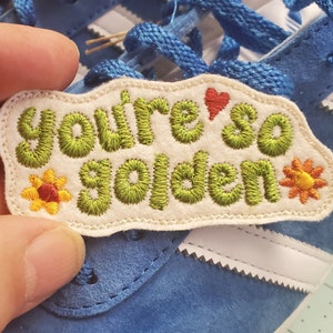 Golden Iron On Patch Embroidered Patch - Backpack Patch - Iron On Patch - Add to you Stompers!