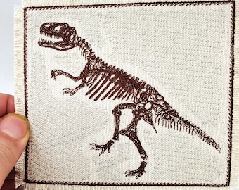 Tyrannosaurus Rex Fossil Embroidered Canvas Patch - Back Pack Patch - Patch Jacket - Patch for Jeans - Dinosaur T-Rex
