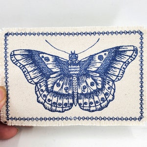 Moth/Butterfly Tattoo Embroidered Patch Canvas Patch - Hole in my Jeans Patch - Patch Jacket - Tattoo style patch