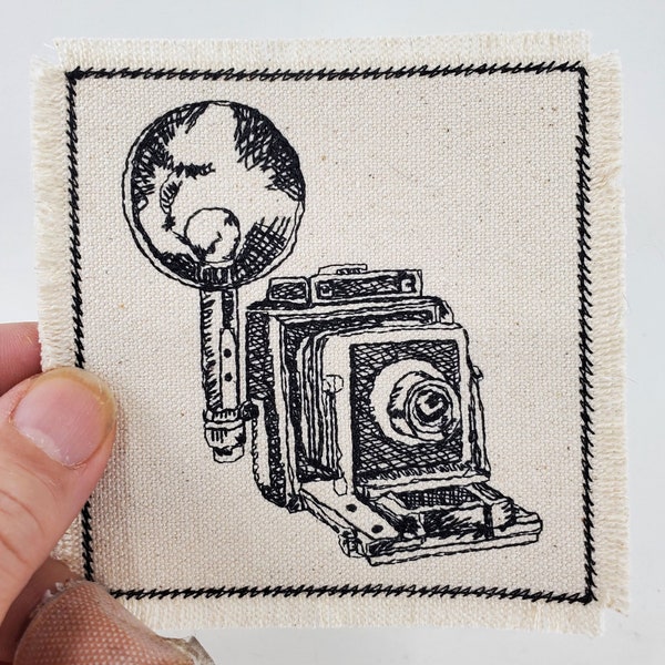 Vintage Camera Embroidered Patch Canvas Patch - Add to your patch jacket - gift for photographer