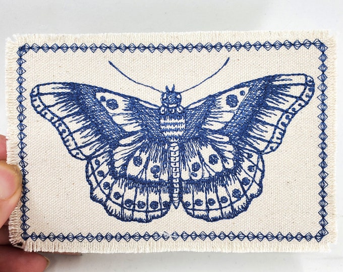 Moth/Butterfly Tattoo Embroidered Patch Canvas Patch - Hole in my Jeans Patch - Patch Jacket - Tattoo style patch
