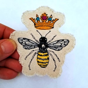 Queen Bee Embroidered Patch Bee Canvas Patch - Bee Patch