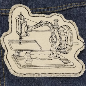 Antique Sewing Machine &quot;The Challenge&quot; Embroidered Patch Back Patch Backpack Patch Embroidery Sewing Machine Patch