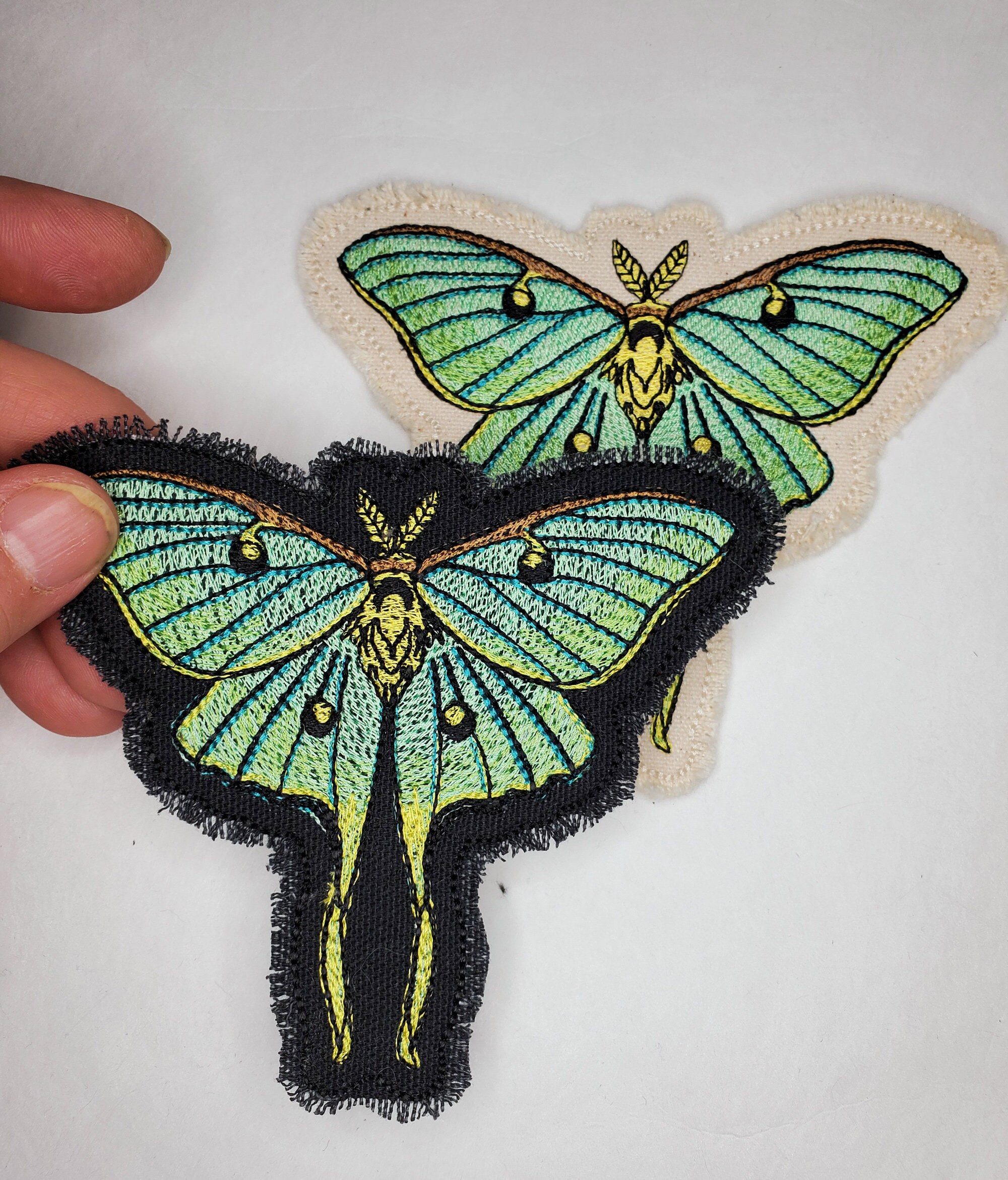 Luna Moth Moon Phase Embroidered Patch Canvas Patch - Back Pack Patch ...