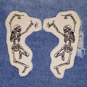Dancing Skeleton Embroidered Patch Canvas Patch Hole in my Jeans Patch image 3