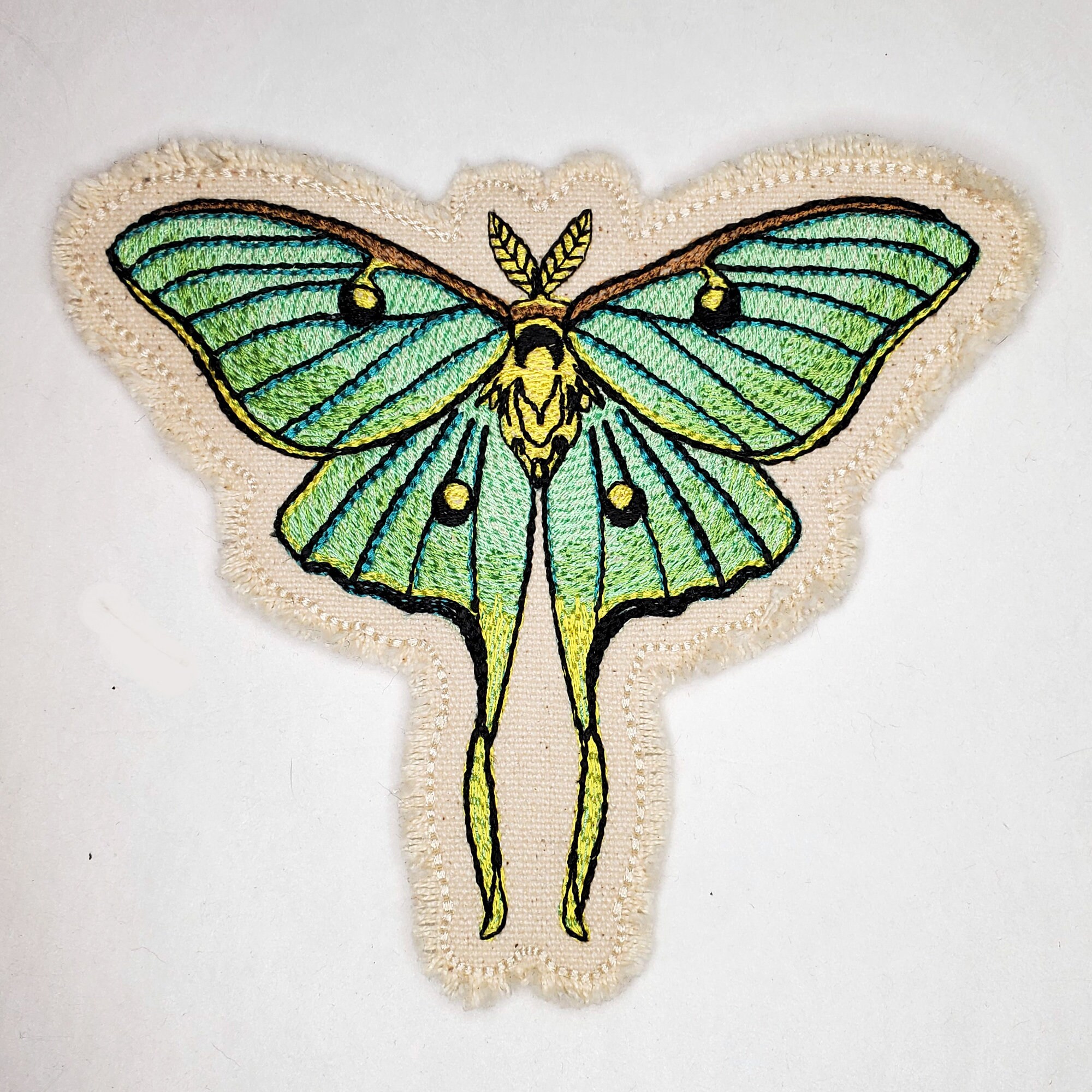 Luna Moth Moon Phase Embroidered Patch Canvas Patch - Back Pack Patch ...