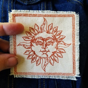 Sun Embroidered Patch Celestial Canvas Patch