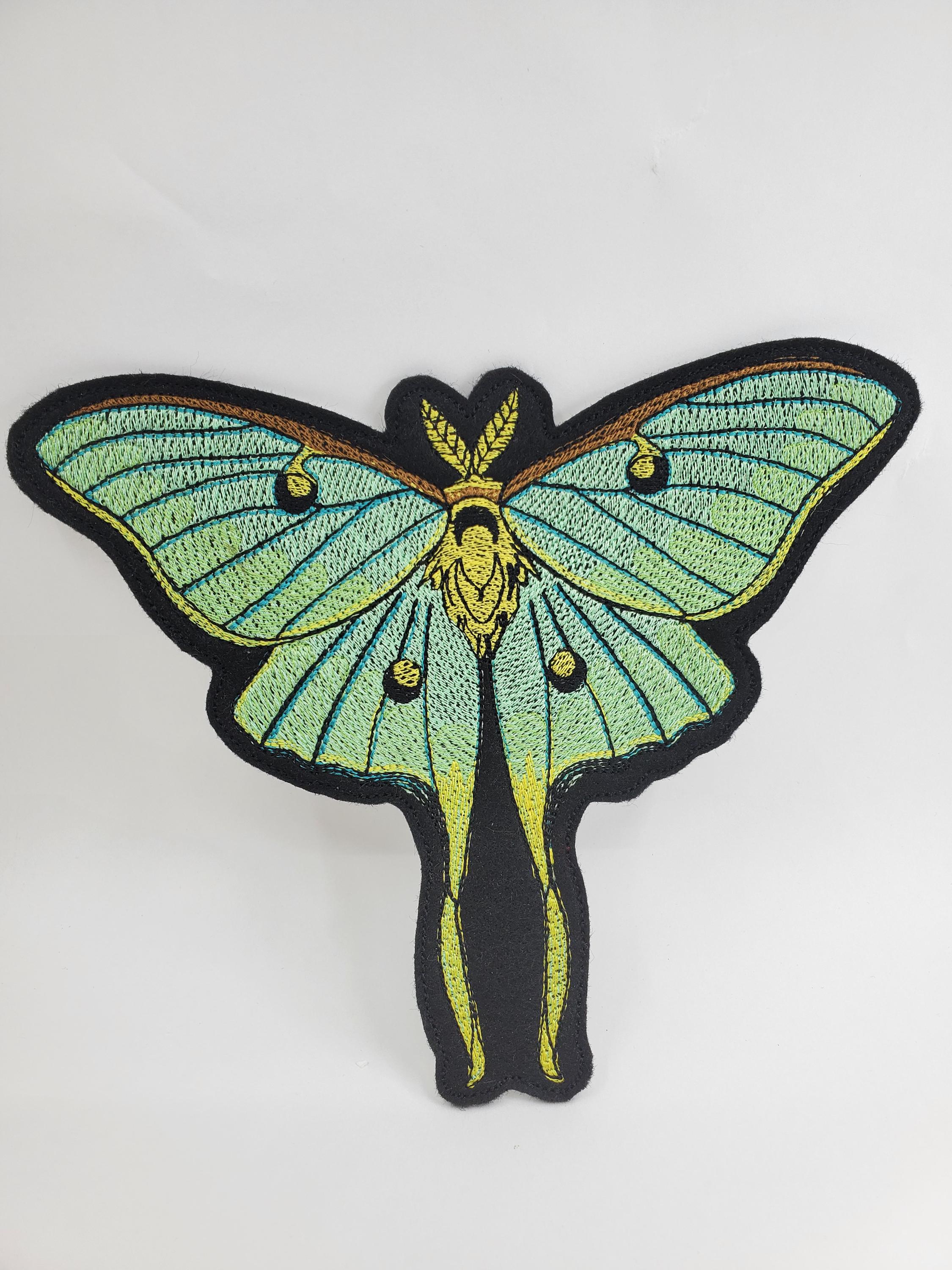 Large Luna Moth Moon Phase Embroidered Patch Canvas Patch - Back Pack ...