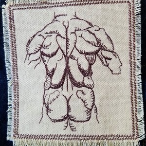 Da Vinci Muscles of the Back sketch Embroidered Patch Canvas Patch