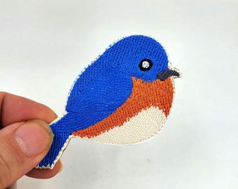 Toppa ricamata con uccello azzurro - Toppa per zaino - Toppa stirabile - Aggiungila ai tuoi Stompers