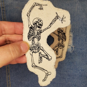 Dancing Skeleton Embroidered Patch Canvas Patch Hole in my Jeans Patch image 4