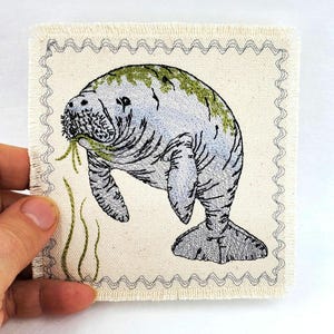 Manatee Embroidered Patch: Sea Cow Ocean Lover Gift